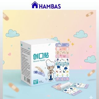  HAMBAS Hộp 100 miếng băng y tế Urgo hoạt hình nhiều mẫu ngộ nghĩnh dễ thương  giao ngẫu nhiên  