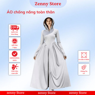  Áo chống nắng toàn thân nữ ZENNY 2 lớp chống tia UV >98% có chiết eo tôn dáng áo váy chống nắng 