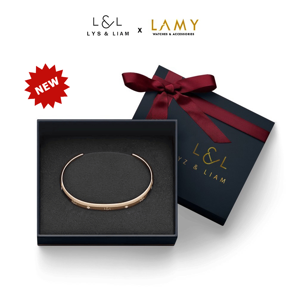 Vòng tay nam nữ Lyz and Liam Lumine L&L Cuff Rose Gold LL2240RG - Gift Box Hộp quà tặng nơ đỏ & khắc