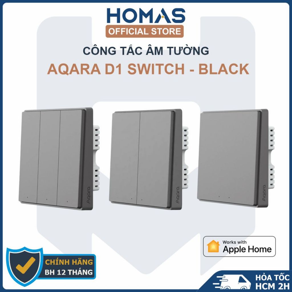 Công tắc âm tường Aqara D1 màu Đen, Zigbee 3.0 - Apple Homekit - Quốc Tế