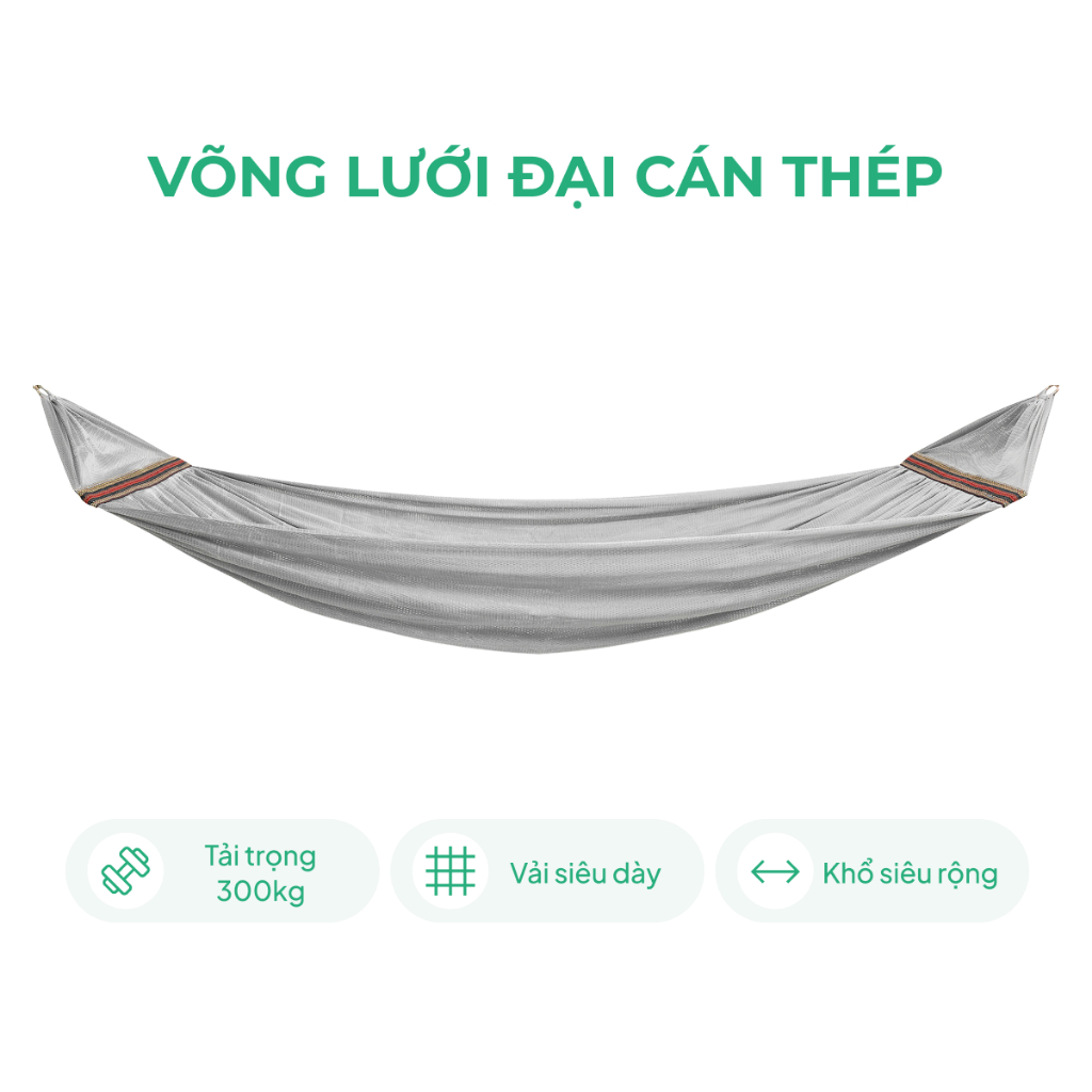 [Rẻ Vô Địch] Võng lưới đại A60 cán thép cao cấp Lâm Tùng, võng nằm cao cấp siêu dày và rộng, chịu tải 300kg