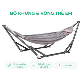   Rẻ vô địch  Võng nằm cao cấp cho bé Lâm Tùng khung thép kèm lưới khổ dày rộng chịu tại 150kg 