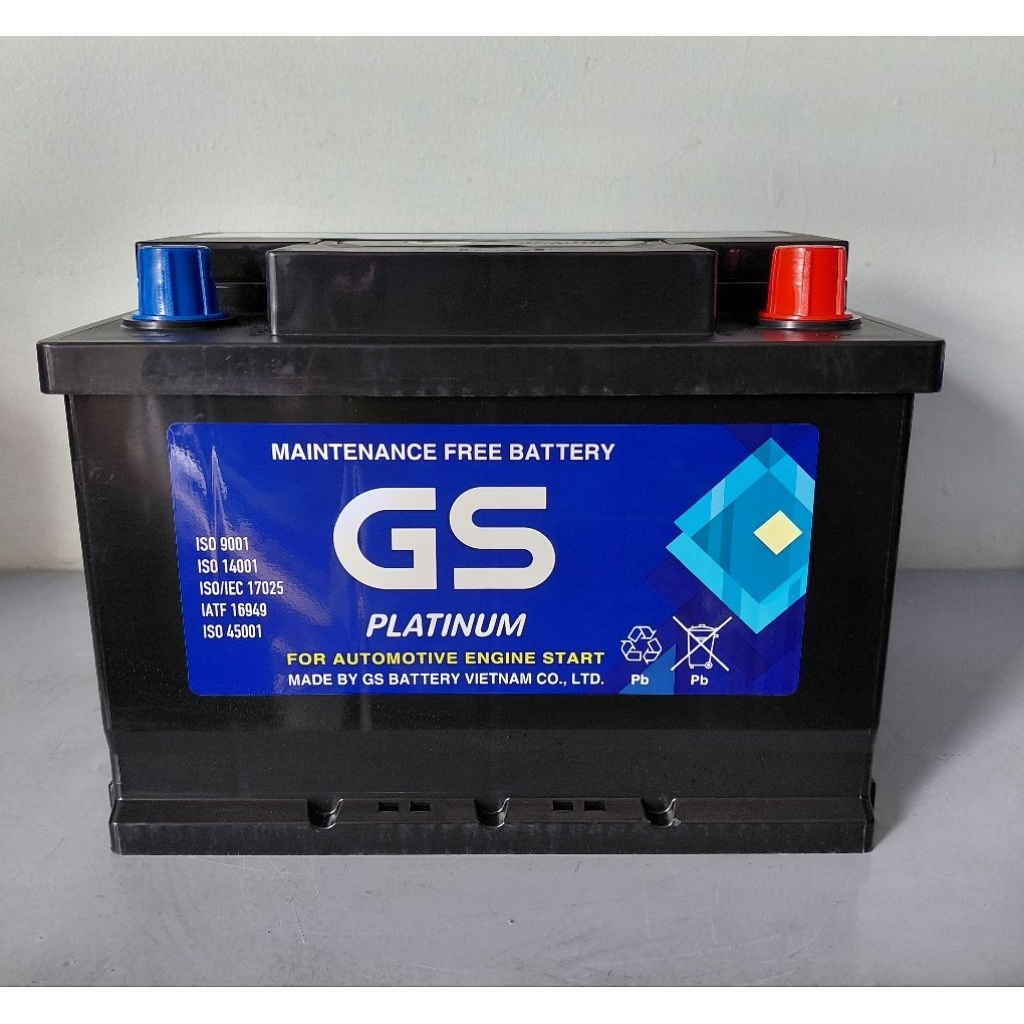 Bình ắc quy 12v khô miễn bảo dưỡng gs DIN60R/L (12V-60AH)