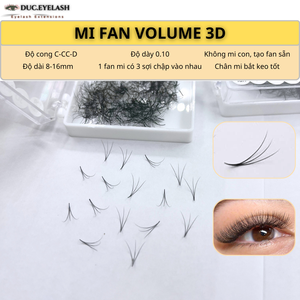Mi fan sẵn 3D dày 0.10 cong C-CC-D, mi fan volume 3D, Lông Mi Nhân Tạo, dụng cụ nối mi / Đức eyelash
