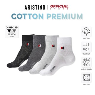  COMBO 4 Đôi tất vớ nam ARISTINO Bizmen cổ trung chất cotton kháng khuẩn chống hôi - BZS004 