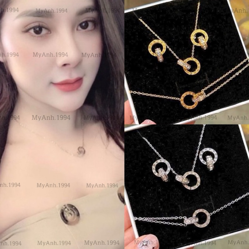 Set 3 món titan hình tròn la mã cao cấp nhẹ nhàng tiểu thư cho bạn gái mã MA718