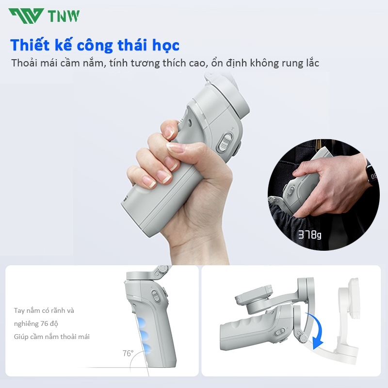 TNW M01 Gimbal chống rung điện thoại 3 trục Tracking Face Quay phim chụp ảnh Có remote tháo rời | BigBuy360 - bigbuy360.vn