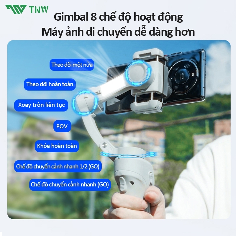 TNW M01 Gimbal chống rung điện thoại 3 trục Tracking Face Quay phim chụp ảnh Có remote tháo rời | BigBuy360 - bigbuy360.vn