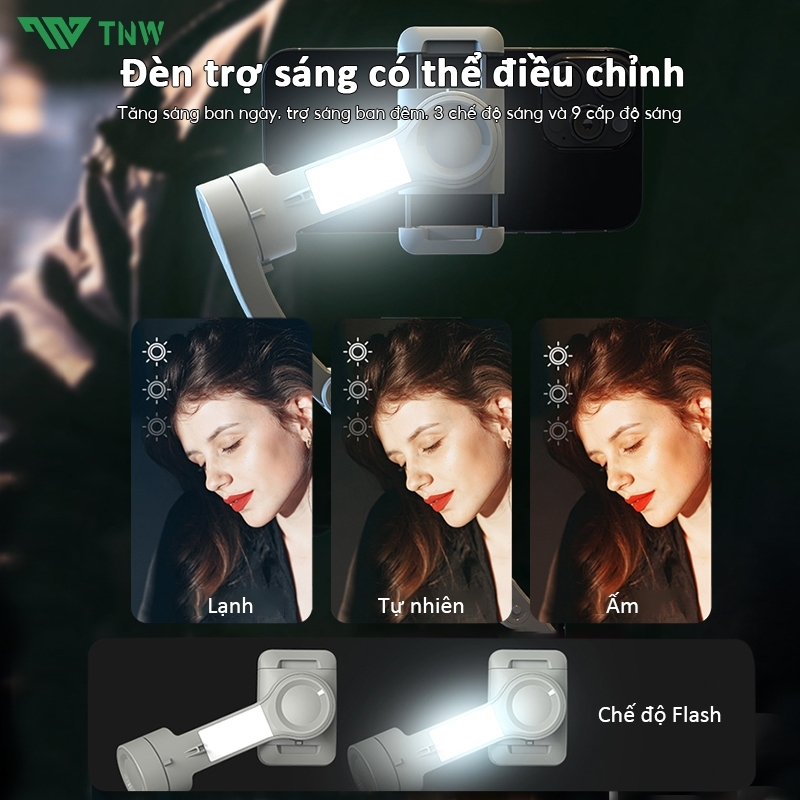 TNW M01 Gimbal chống rung điện thoại 3 trục Tracking Face Quay phim chụp ảnh Có remote tháo rời | BigBuy360 - bigbuy360.vn