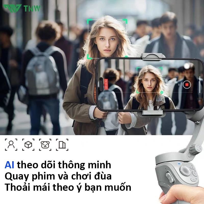 TNW M01 Gimbal chống rung điện thoại 3 trục Tracking Face Quay phim chụp ảnh Có remote tháo rời | BigBuy360 - bigbuy360.vn