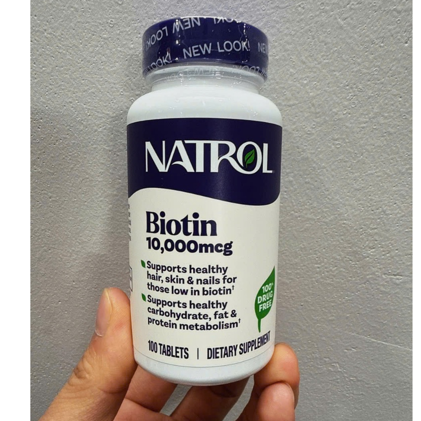 (Mẫu Mới) Viên Uống Natrol Biotin 10000 Mcg hộp 100 Viên, hàng Mỹ ( Biotin Mỹ )