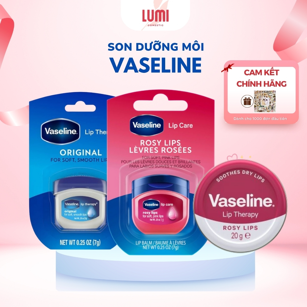  Son dưỡng môi Vaseline sáp dưỡng môi mềm mịn Vaseline giúp dưỡng mềm mịn môi giảm tình trạng môi khô nứt nẻ 