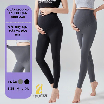 Quần Legging Bầu 2Mama Chất Su Lạnh Coolmax Siêu Nhẹ, Mịn, Mát, Co Gĩan Tốt, Có Đáp Bụng Lớn Cho Mẹ Bầu