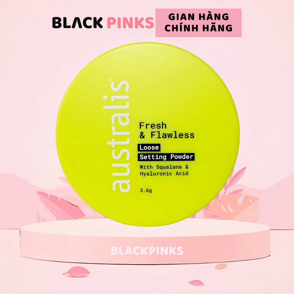 Phấn phủ Australis dạng bột mịn lì màu hoa anh đào cherry/đào/trong suốt hộp 3.6g