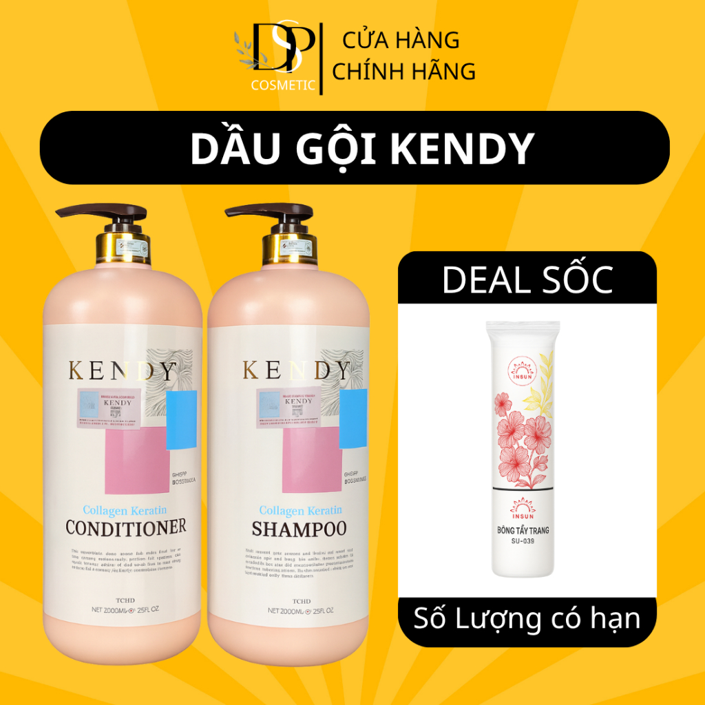 Dầu gội, xả dưỡng sinh cao cấp Kendy 2000ml giúp tóc chắc khỏe bóng mượt