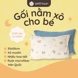  Gối nằm vải xô muslin cho bé Petit Town 35x50cm 