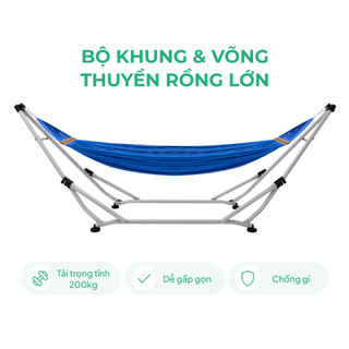   Giảm sốc  Võng xếp thuyền rồng khung thép Lâm Tùng võng nằm cao cấp lưới vip chống té lật bền bỉ 