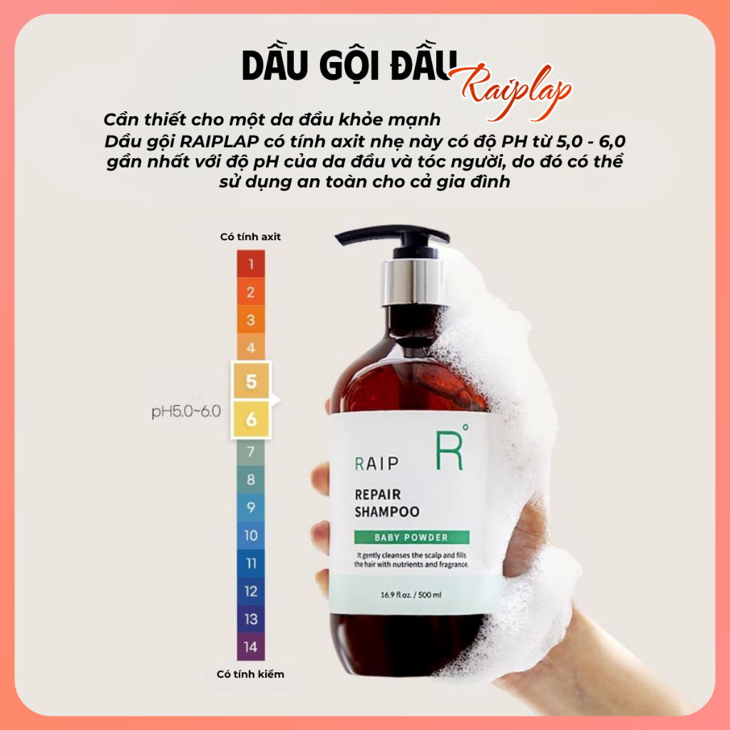 Dầu gội đầu RAIPLAP Repair Shampoo chứa 6 protein phục hồi sợi tóc hư tổn và làm sạch dịu nhẹ | BigBuy360 - bigbuy360.vn