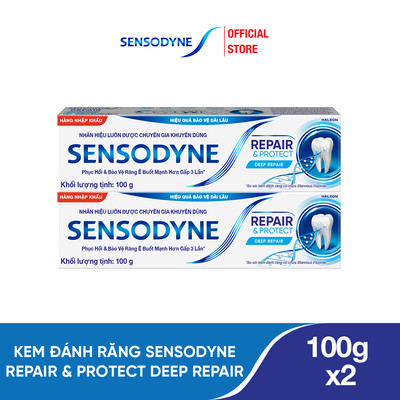 Bộ 2 Kem đánh răng SENSODYNE Repair & Protect Deep Repair 100g giúp phục hồi sâu và bảo vệ răng ê buốt