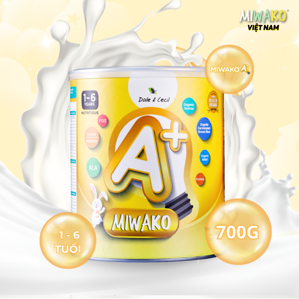 Sữa Hạt MIWAKO A+ 700g Vị Vani x 1 Hộp Dinh Dưỡng Đạm Lành - Miwako