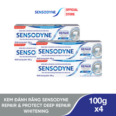 Bộ 4 Kem đánh răng SENSODYNE Repair & Protect Deep Repair Whitening 100g phục hồi, bảo vệ răng ê buốt và làm trắng răng