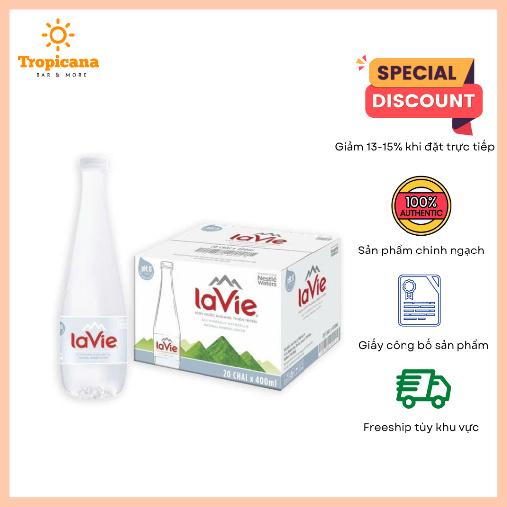 Thùng nước LAVIE Premium ( 20chai/thùng) - 400ml