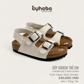 Sandals Birken trẻ em Byhebe – Dép đế trấu quai hậu công thái học, chống bẹt bàn chân BE02