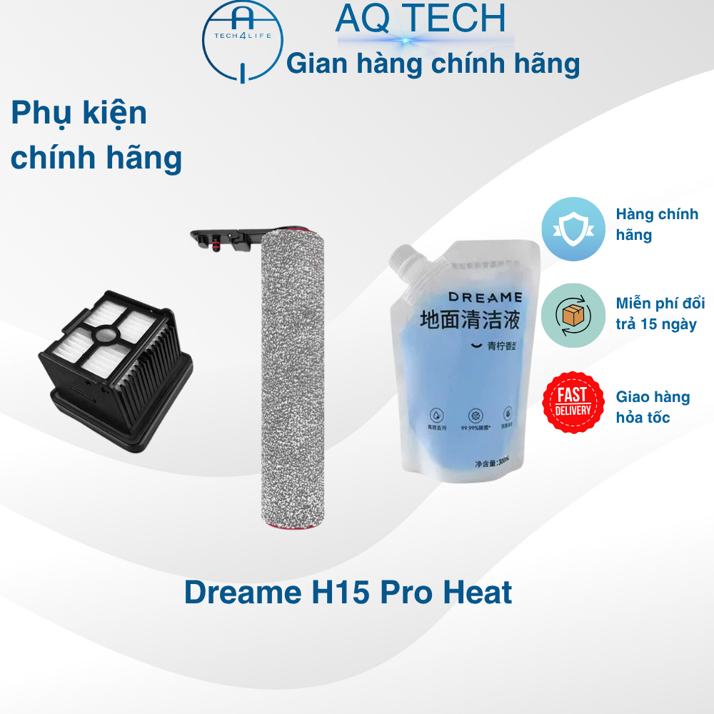 Phụ kiện, Chổi lăn, lõi lọc thay thế máy hút bụi lau nhà Dreame H15 Pro Heat