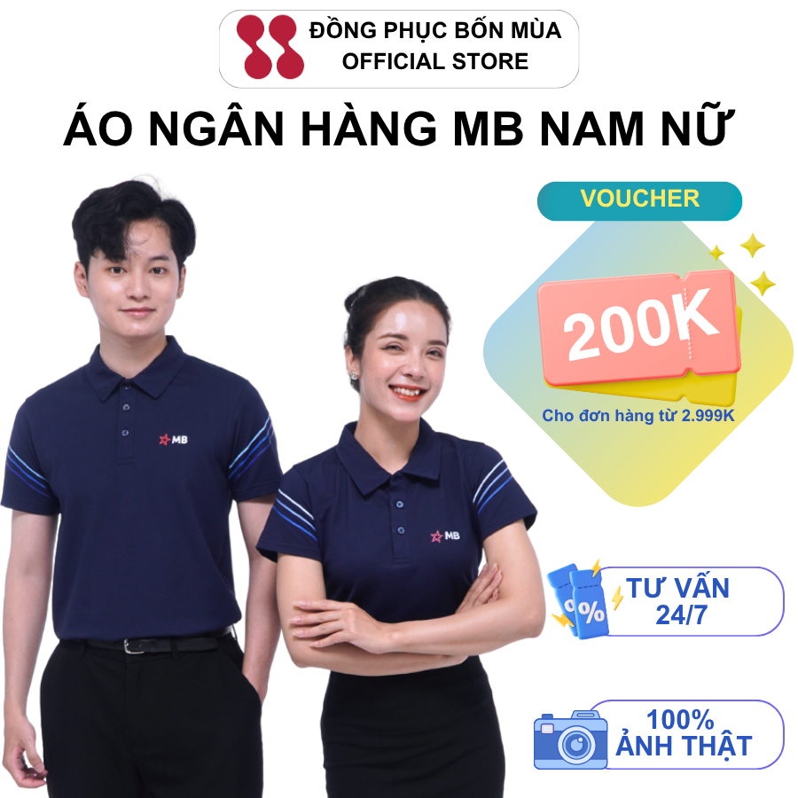 Áo đồng phục Ngân Hàng MB, áo thun polo vải cao cấp MB Bank vải airycool co dãn thoáng mát - Đồng ph