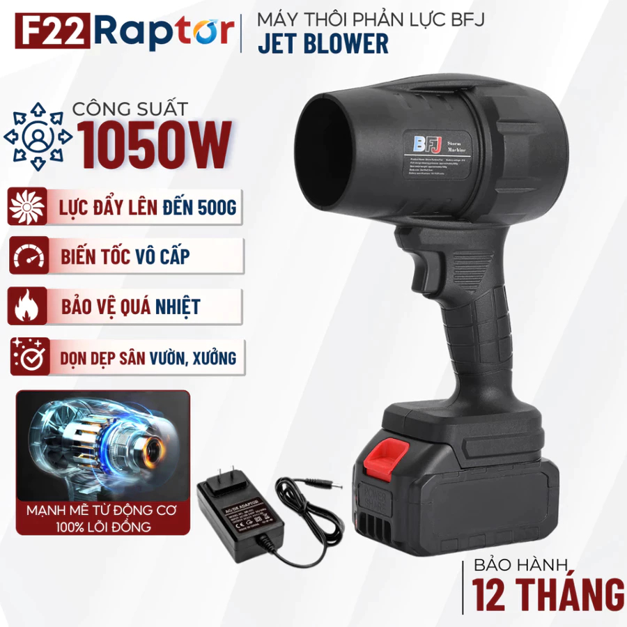 Máy Thổi Bụi Cầm Tay 1050W 28000rpm Dùng Pin 10/15/20 Cell, Thổi Lá Sân Vườn, Bảo Hành 1 Năm