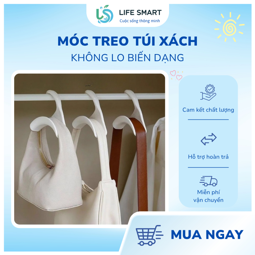 [Combo 10] Móc Treo Túi Xách Bản Rộng Hàn Quốc Chống Rơi, Giữ Túi Gọn Gàng, Không Bị Gấp Nếu