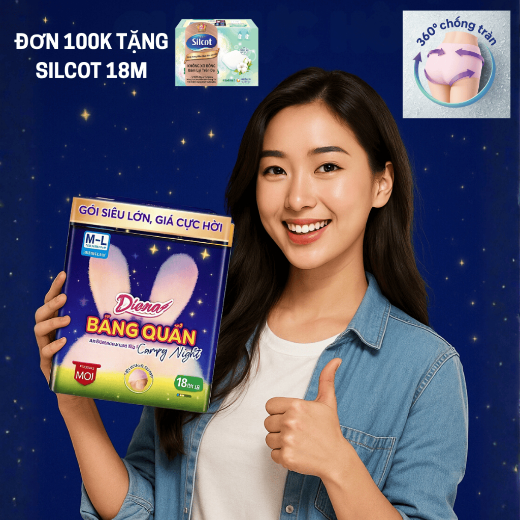 Băng vệ sinh nữ dạng quần Diana Comfy Night Mỏng Thoáng