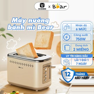 Máy nướng bánh mì Bear 2 ngăn, 6 cấp độ làm nóng, đa năng, tiện lợi, tiết kiệm thời gian cho bữa sáng dinh dưỡng