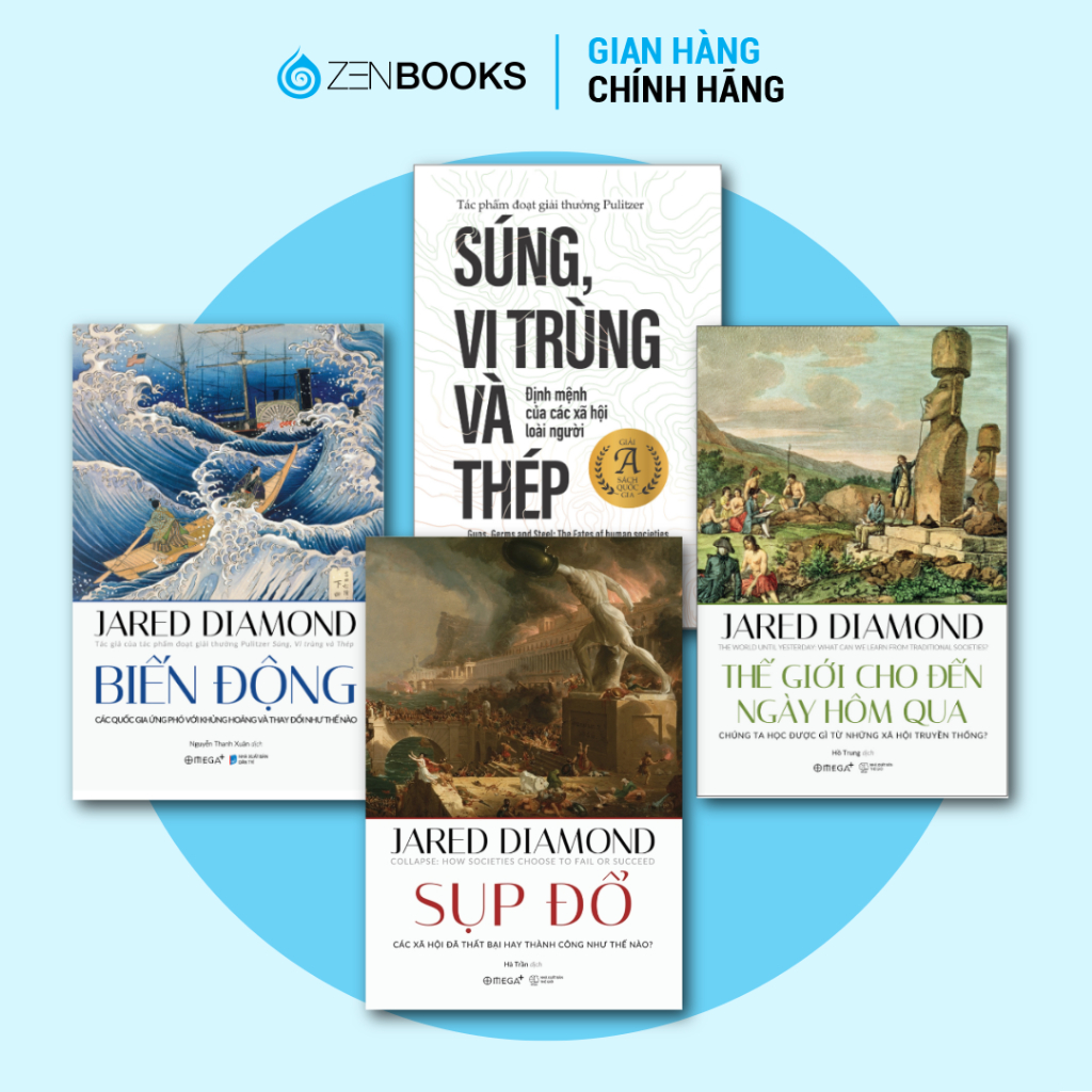 Bộ Sách Jared Diamond :Biến Động, Sụp Đổ, Thế Giới Cho Đến Ngày Hôm Qua , Súng Vi Trùng và Thép
