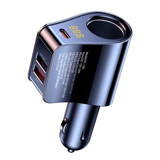 Tẩu Sạc Ô Tô Đa Năng 2 Cổng USB + Type-C PD 18W, Chia 2 Lỗ Tẩu Thuốc, Màn Hình Hiển Thị Điện Áp | Sạc Nhanh QC3.0