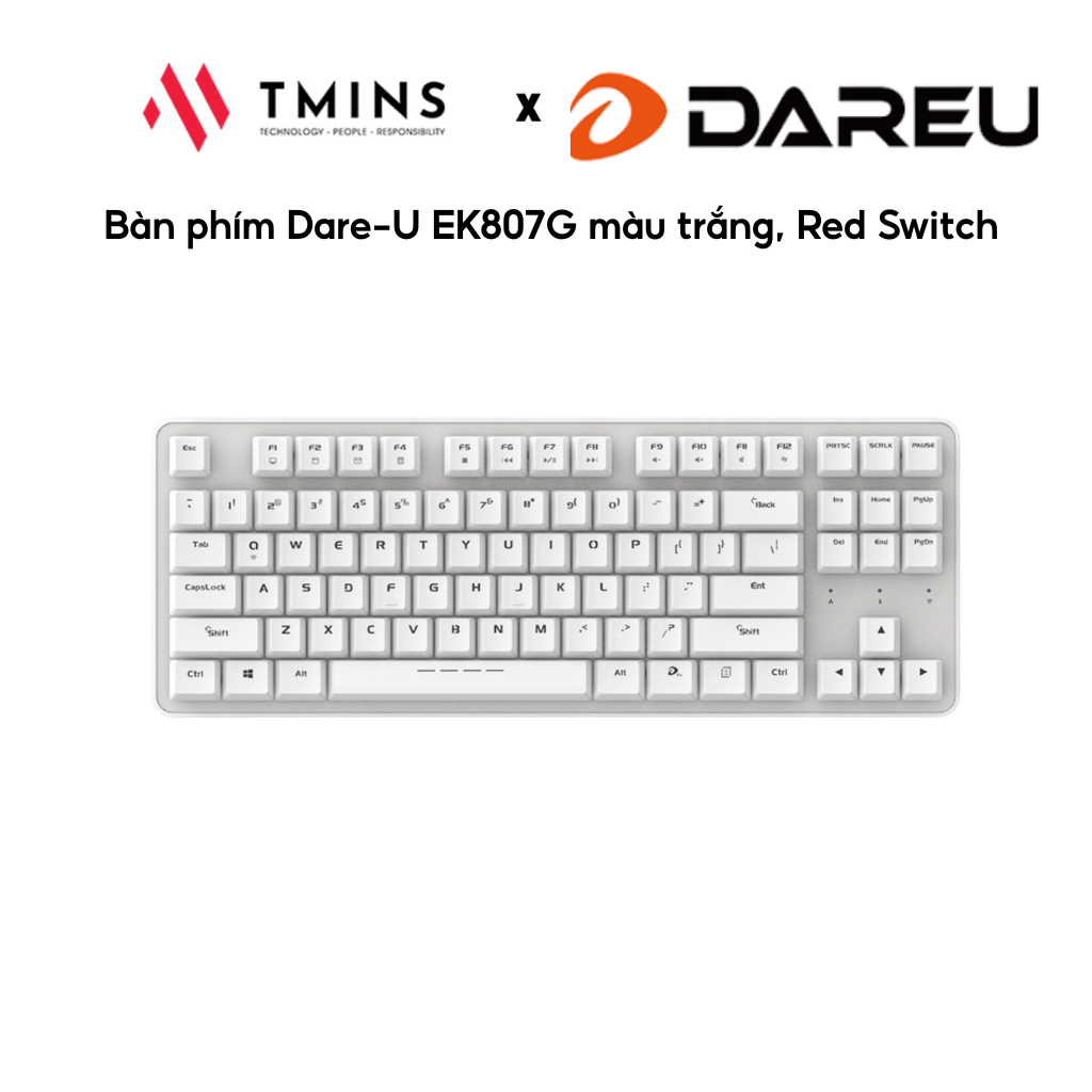 Bàn phím Dare-U EK807G màu trắng, Red Switch (Hàng thanh lý)