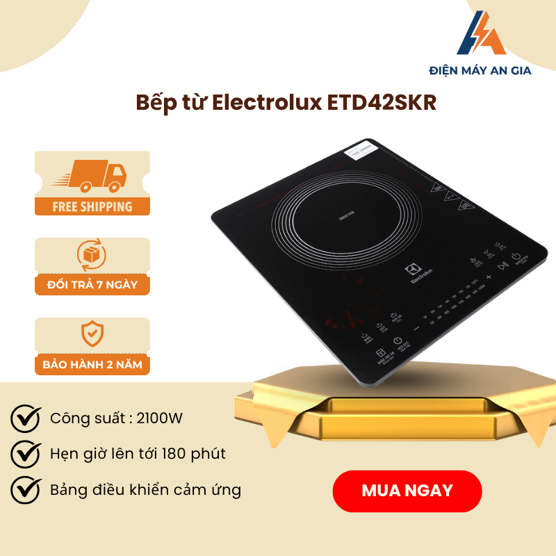 Bếp Từ Electrolux ETD42SKR – Công Suất 2100W – Mặt Kính Ceramic Eurokera – Điều Khiển Cảm Ứng - PEB
