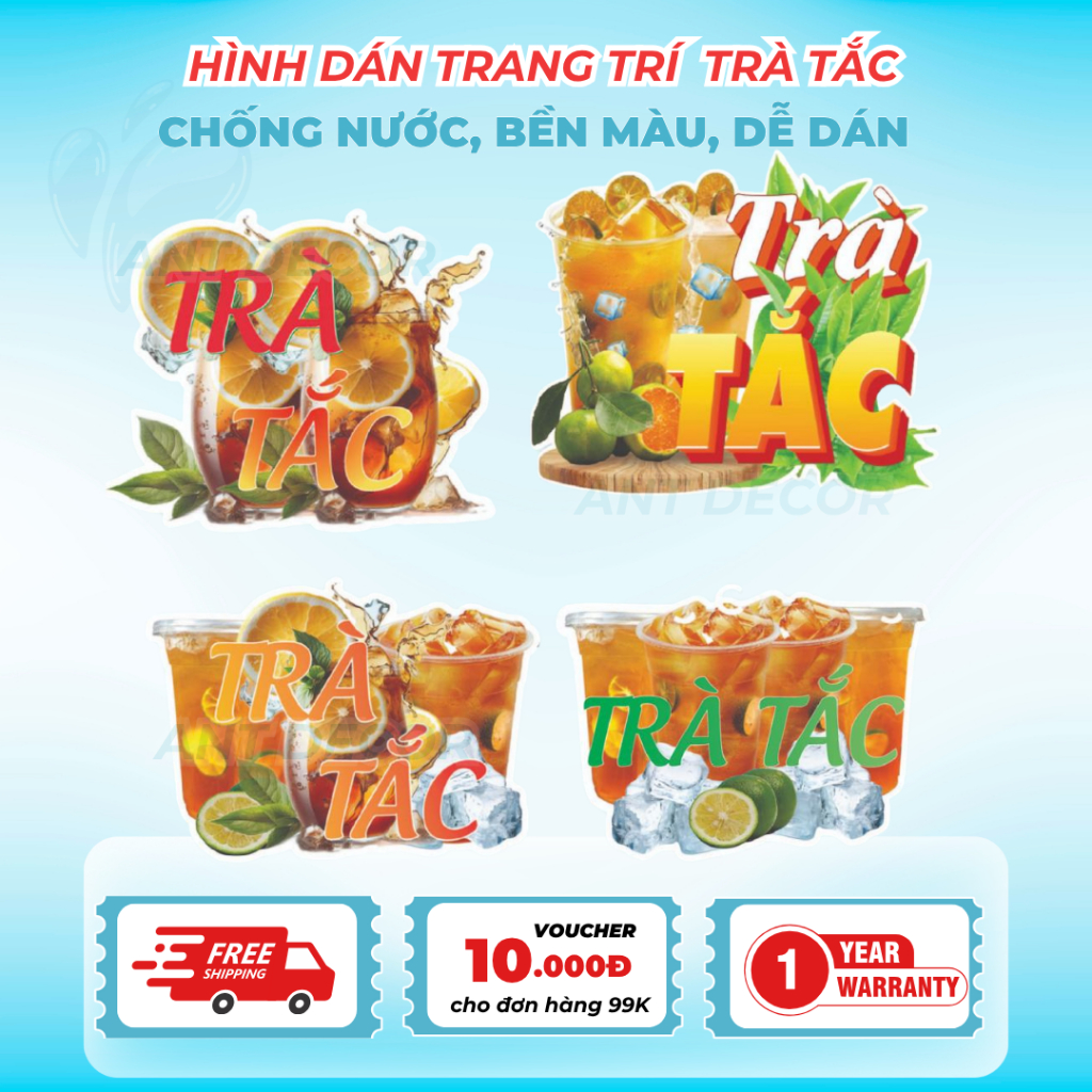 Decal Trà Tắc – Nhãn Dán Trang Trí Quầy Cafe, Xe Nước Uống – Đẹp Mắt, Bền Màu, Chống Nước