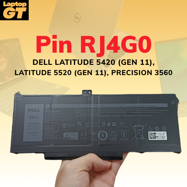 Pin (Đóng cell) laptop Dell Latitude 5420 (Gen 11), 5520 (Gen 11), Dell Precision 3560, 63WH RJ40G