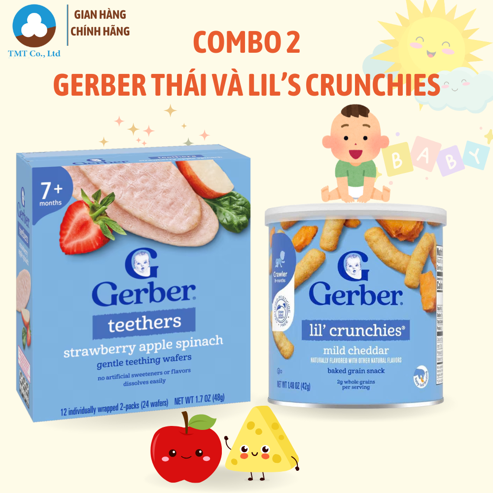 Combo 2 Bánh Gạo ăn dặm Nestle Gerber 48g và Gerber Lil's Crunchies vị phô mai nhập khẩu chính hãng