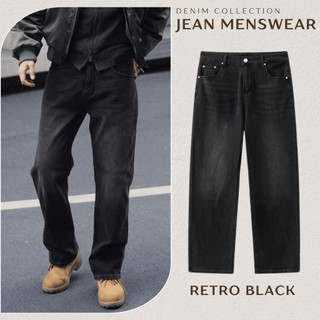  Quần Jean Form Reguler Quần Bò Suông Chất Jean Chính Phẩm Màu Retro Đen Có Bigsize 
