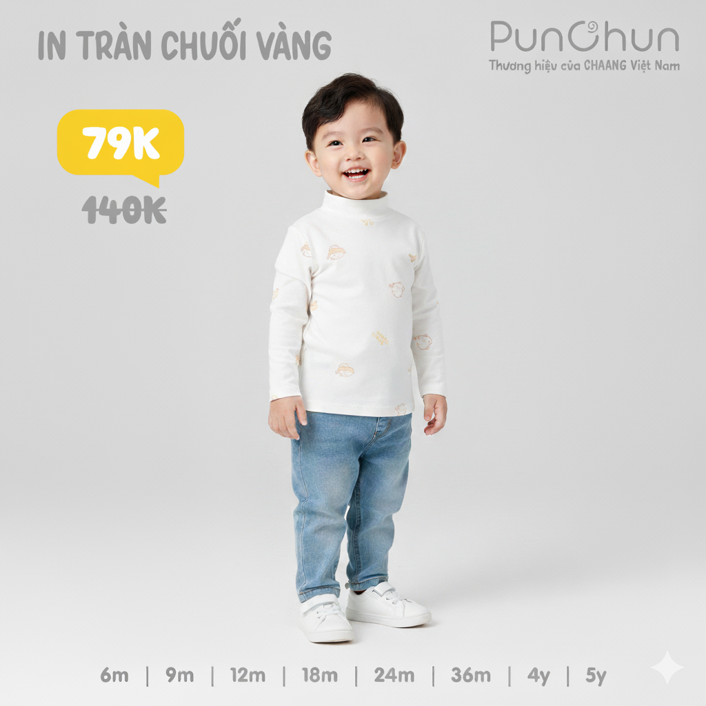 Áo giữ nhiệt dài tay cổ lọ 3cm cho bé Punchun AW2025