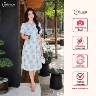  Đầm trung niên chất liệu Lụa in hoa phong cách loang màu thương hiệu Thiều Hoa DD5L0263 