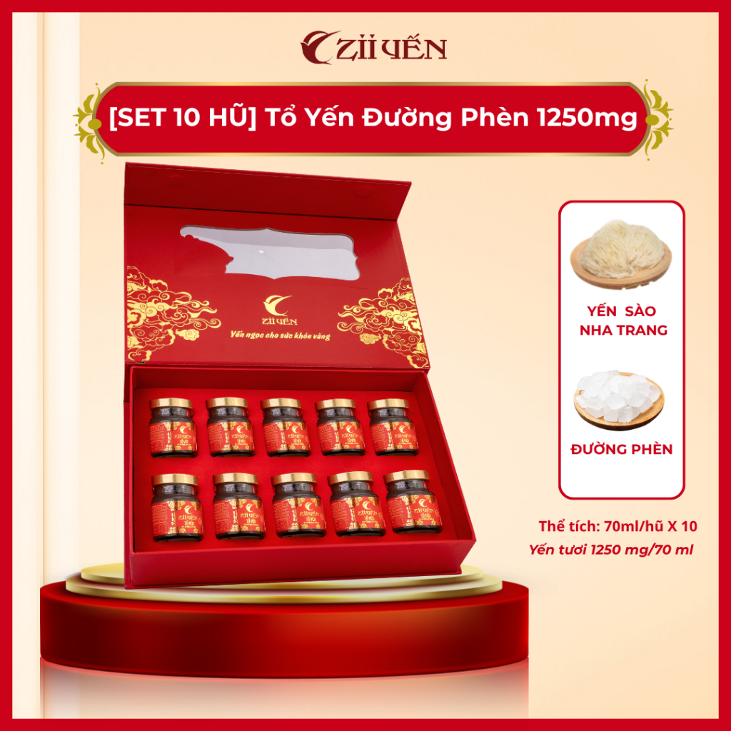 [SET 10] Yến Chưng Đường Phèn - Tổ Yến Đường Phèn Zii Yến - 100% Yến Thật