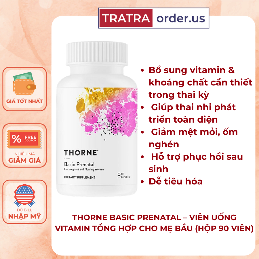 THORNE BASIC PRENATAL – VIÊN UỐNG VITAMIN TỔNG HỢP CHO MẸ BẦU (HỘP 90 VIÊN)