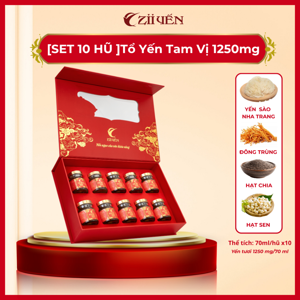[SET 10] Yến Chưng Tam Vị - Tổ Yến Tam Vị Zii Yến - Yến Chưng Sẵn - Yến Sào Nha Trang Bổ Dưỡng Tăng 