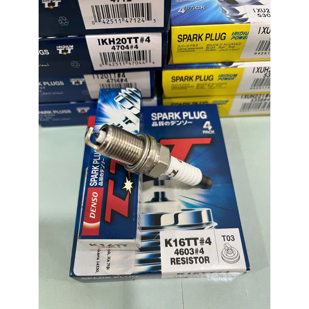 Hộp 4 Bugi Nikel 2 Đầu Đánh Lửa DENSO K16TT (JK267700-7431) Cho Xe Ô Tô Thông Dụng, Chính Hãng