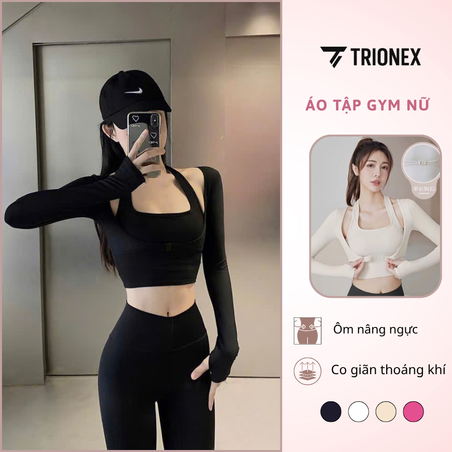 [K211] Áo Tập Gym Nữ TRIONEX, Áo Tập Yoga Pickleball Nữ Dài Tay Thiết Kế Giả Yếm Có Mút Ngực Co Dãn 4 Chiều | BigBuy360 - bigbuy360.vn