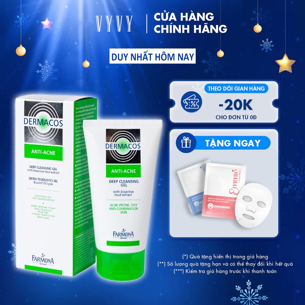 (Kèm Quà) DERMACOS Sữa Rửa Mặt Farmona Dermacos 150ml Sạch Sâu Ngừa Mụn Cho Da Dầu