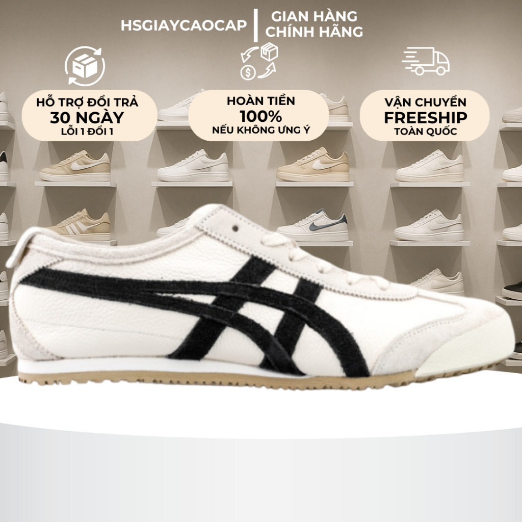 [ Best Quality ] Giày Onitsuka Tiger Mexico 66 Cream Black Full Box, Hàng Chuẩn Best Quality